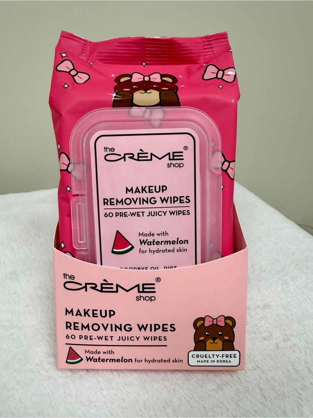 the CRÈME Shop Watermelon Makeup Removing Wipes